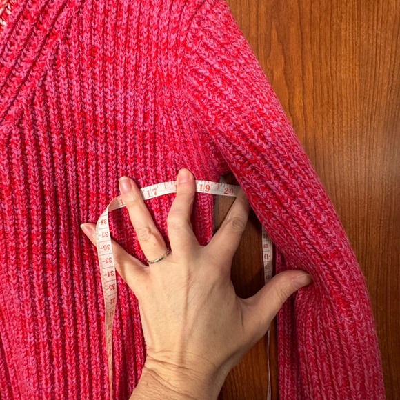 DEREK LAM Womens Turtleneck Sweater Merino Wool Med Pink Red Valentines Cabncore - Picture 9 of 11
